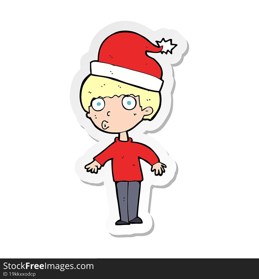 sticker of a cartoon man ready for christmas