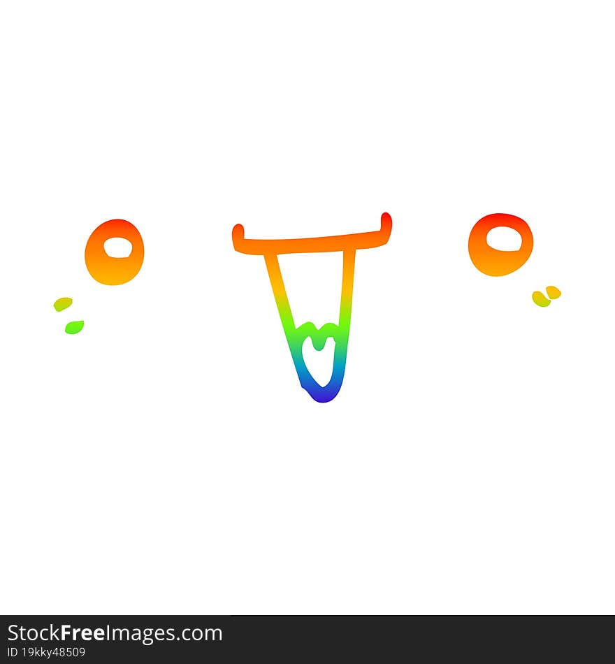 Rainbow Gradient Line Drawing Cute Cartoon Face