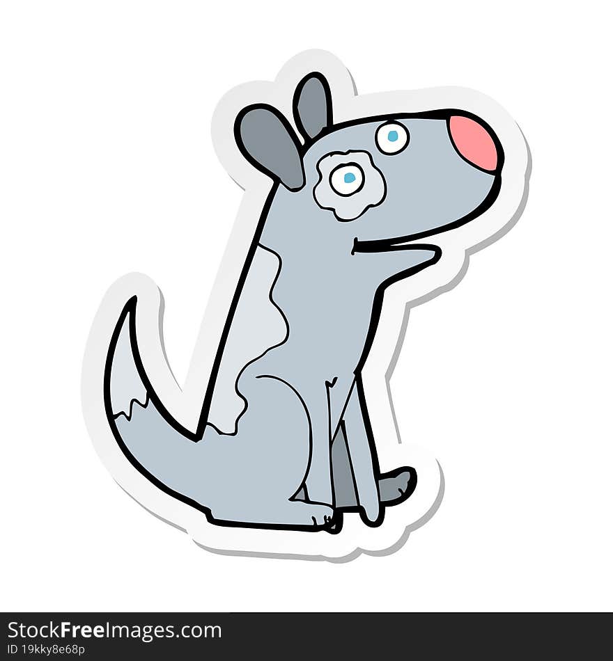 sticker of a cartoon happy dog