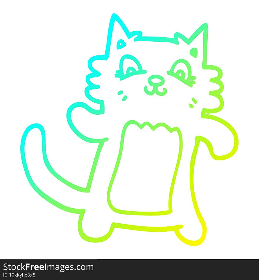 cold gradient line drawing cartoon dancing cat