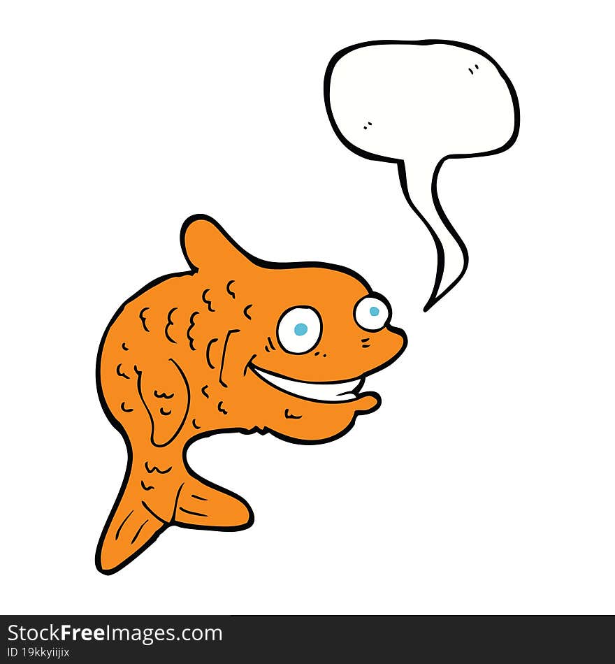 cartoon happy fish with speech bubble