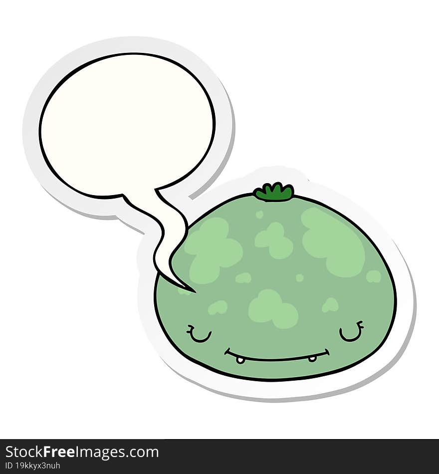 cartoon squash with speech bubble sticker. cartoon squash with speech bubble sticker