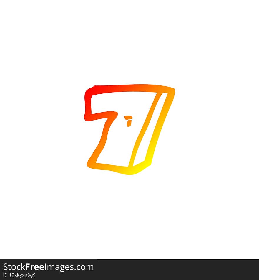 warm gradient line drawing cartoon number seven