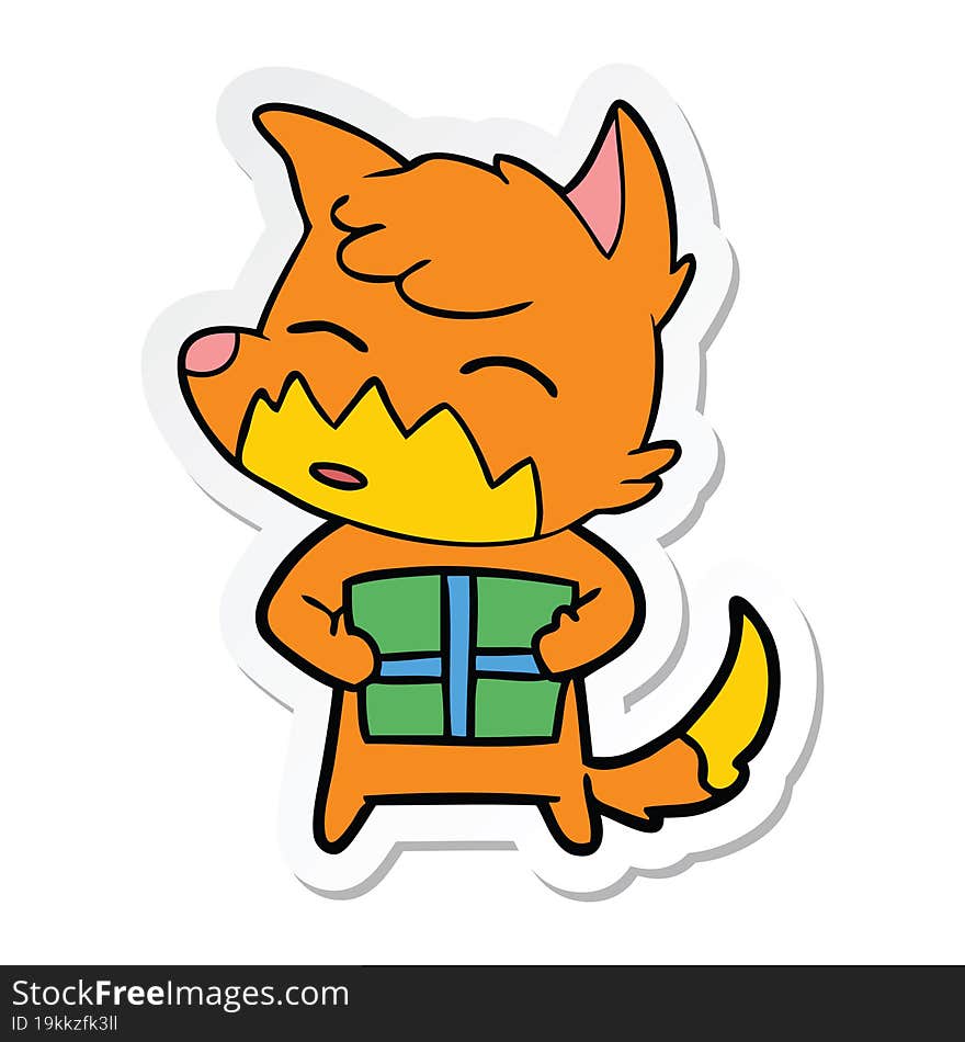 Sticker Of A Cartoon Fox