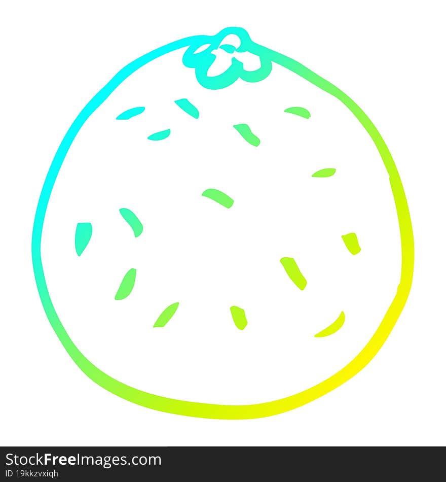 cold gradient line drawing of a cartoon citrus orange