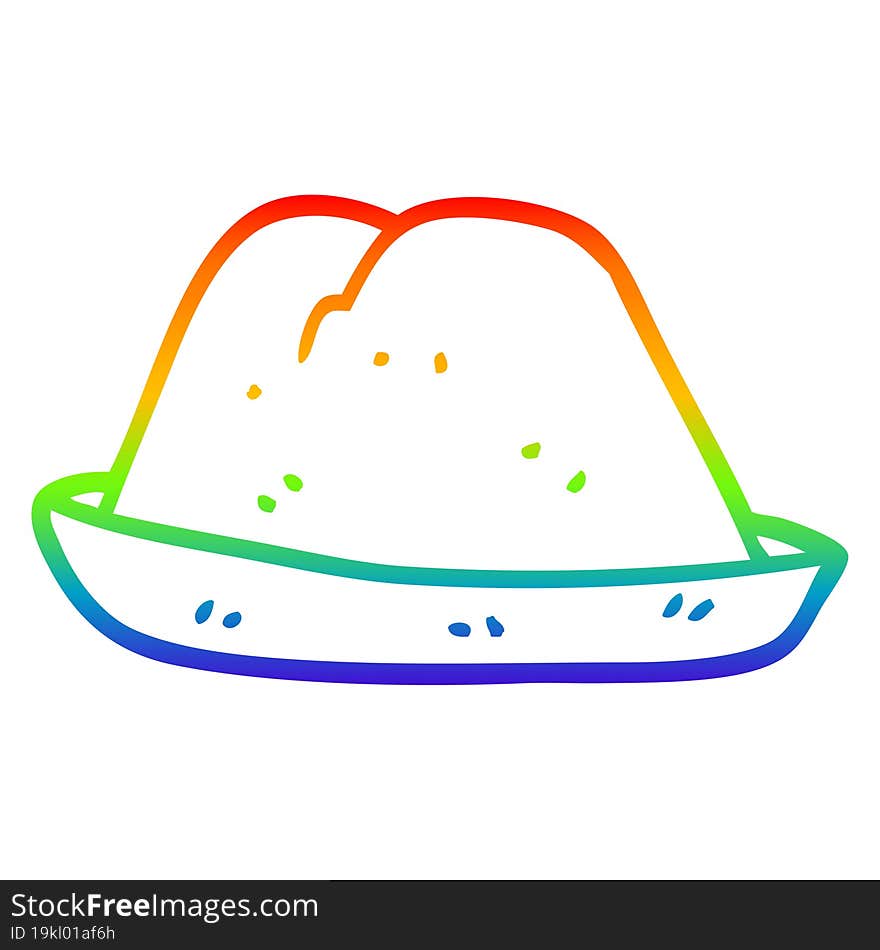 rainbow gradient line drawing of a cartoon hat