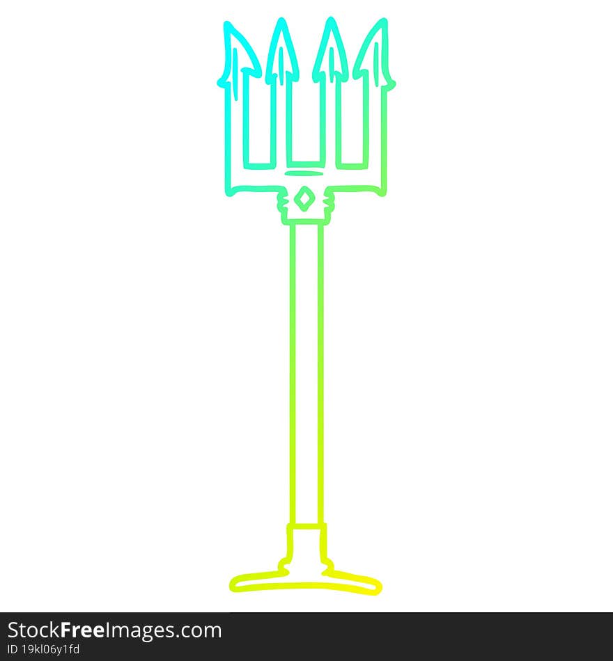 cold gradient line drawing cartoon trident