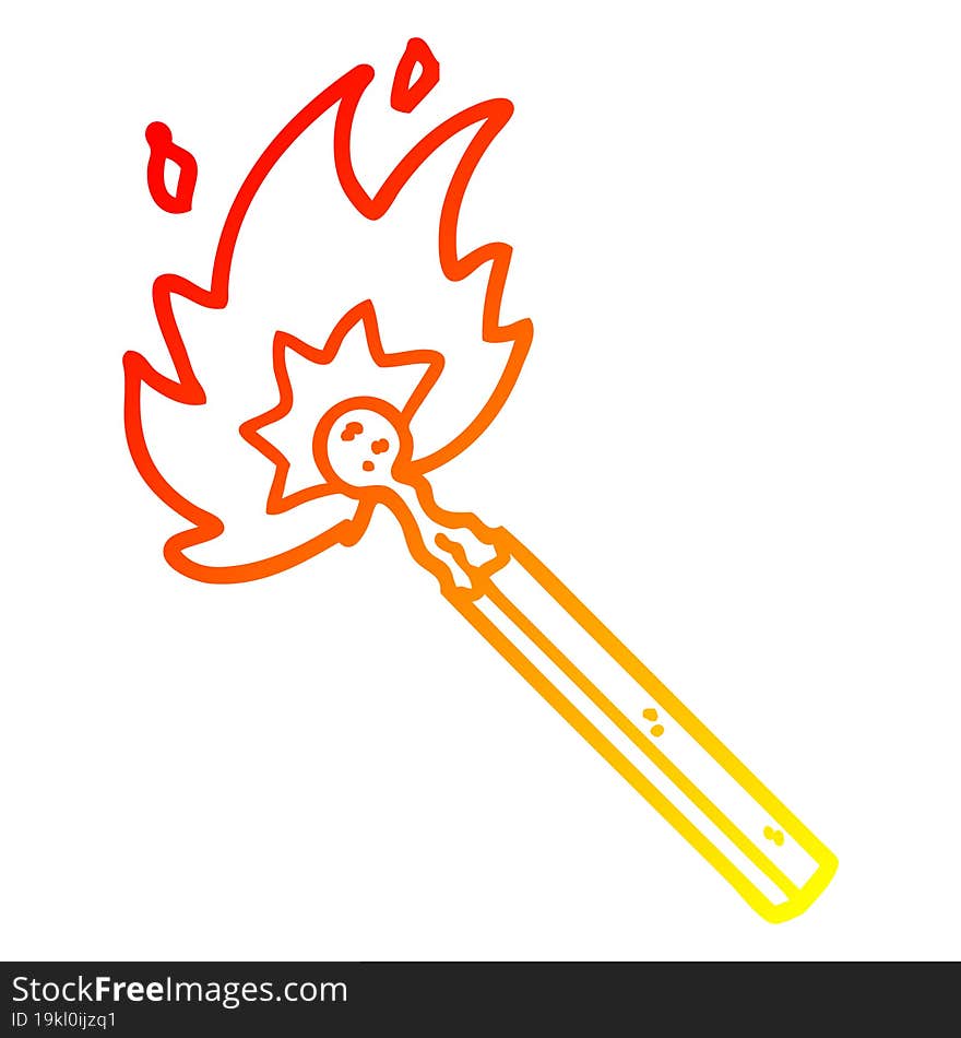 warm gradient line drawing cartoon burning match