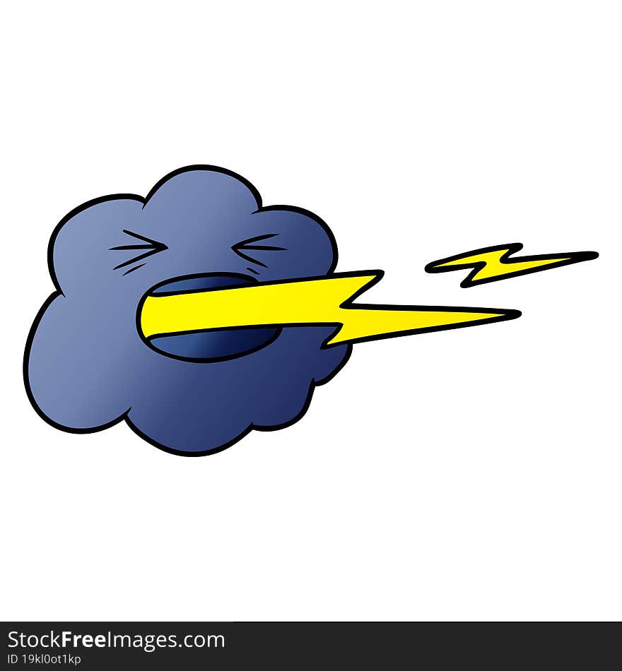 cartoon thundercloud spitting lightning. cartoon thundercloud spitting lightning