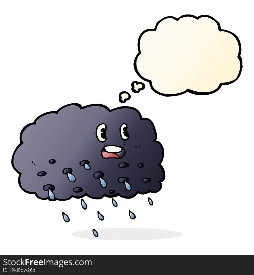 Cartoon Rain Cloud With Thought Bubble