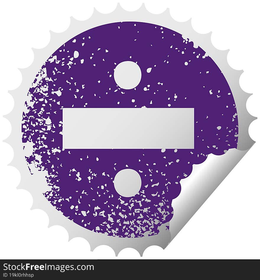 distressed circular peeling sticker symbol division symbol