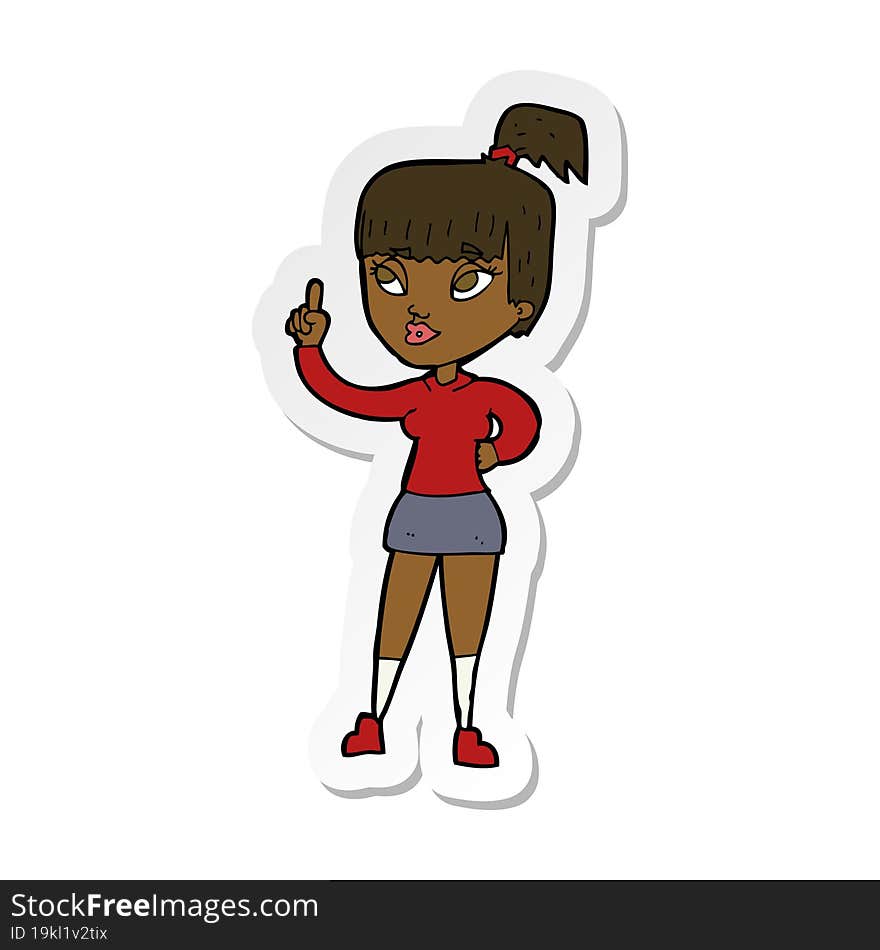 sticker of a cartoon attractive girl with idea