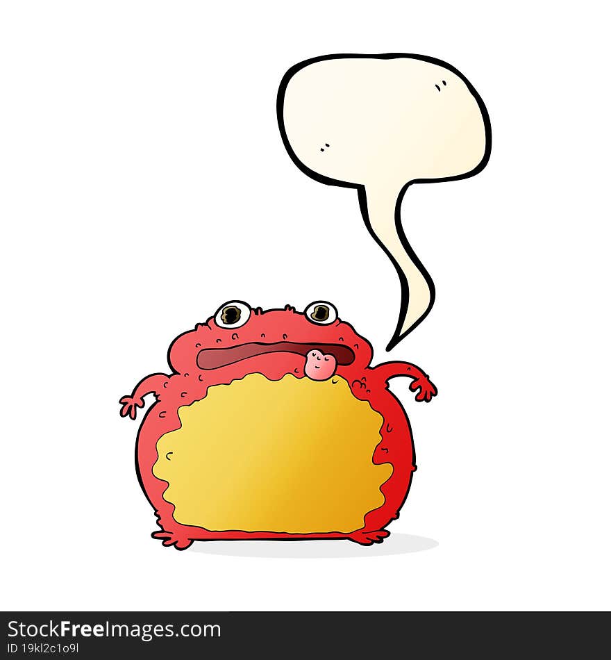 cartoon funny frog with speech bubble