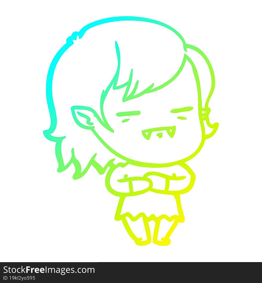 cold gradient line drawing cartoon undead vampire girl