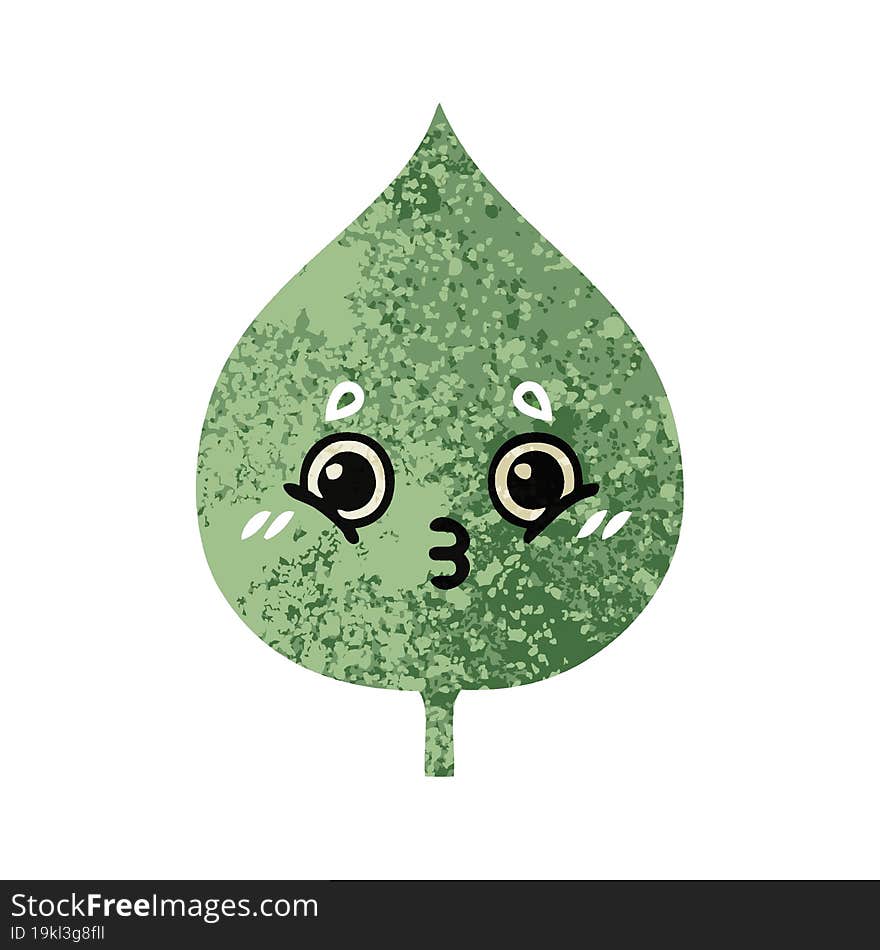 retro illustration style cartoon of a expressional leaf