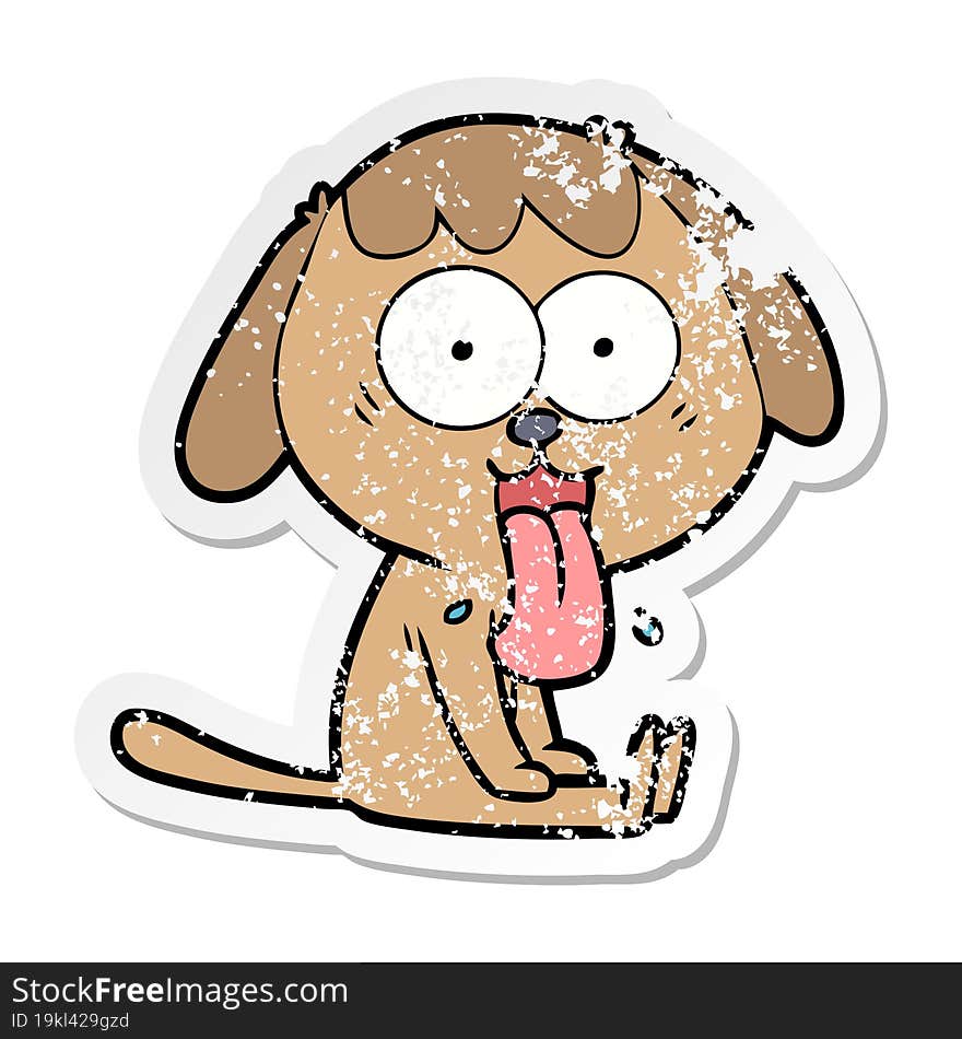 Distressed Sticker Of A Cute Cartoon Dog