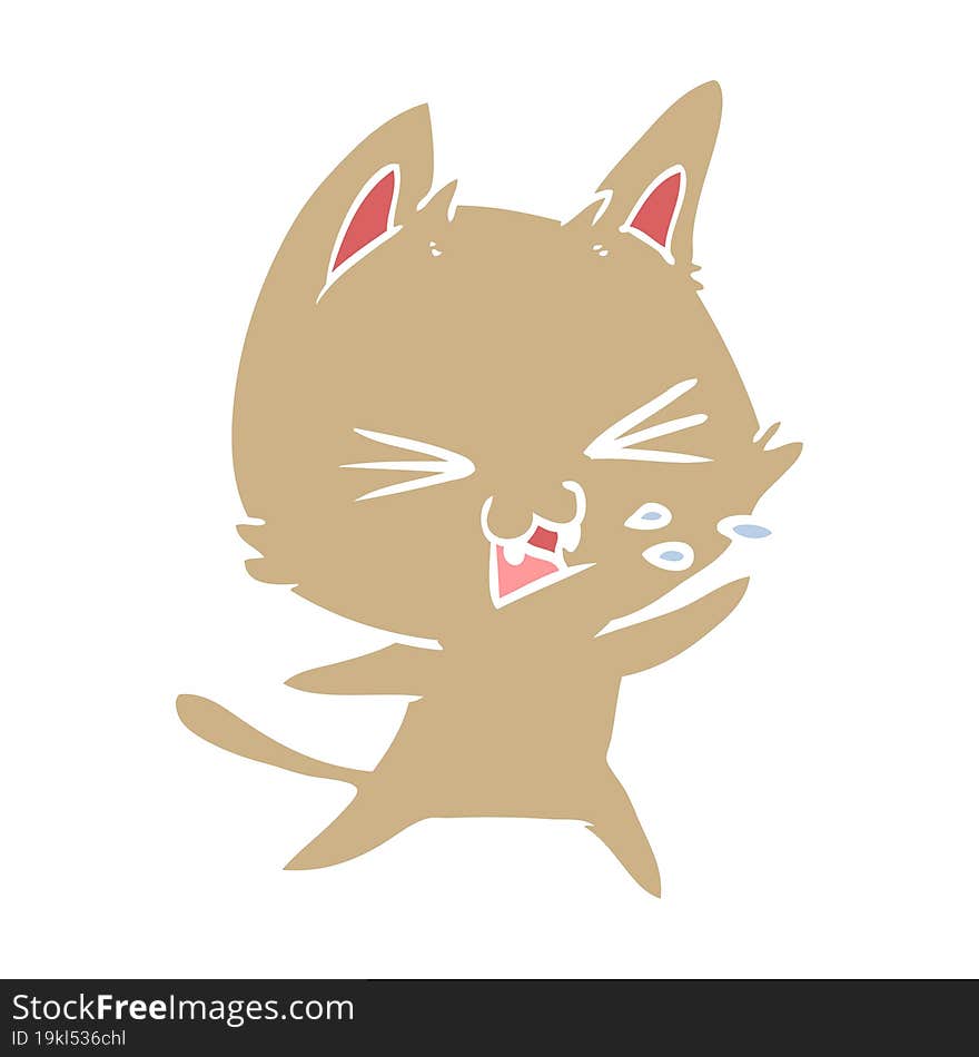 flat color style cartoon cat hissing