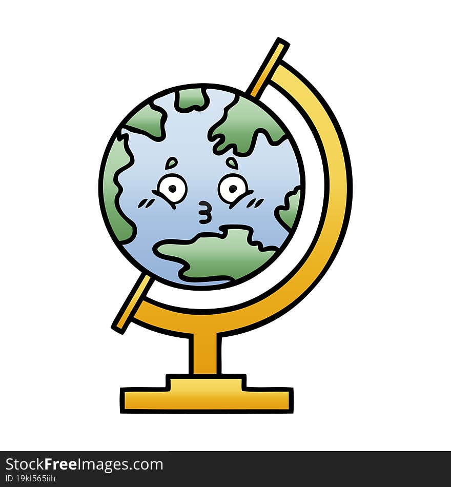 gradient shaded cartoon globe of the world