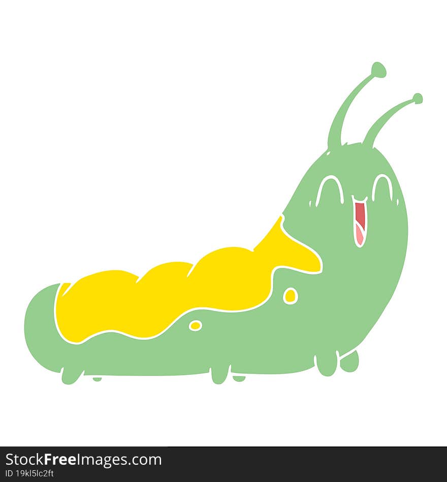 funny flat color style cartoon caterpillar