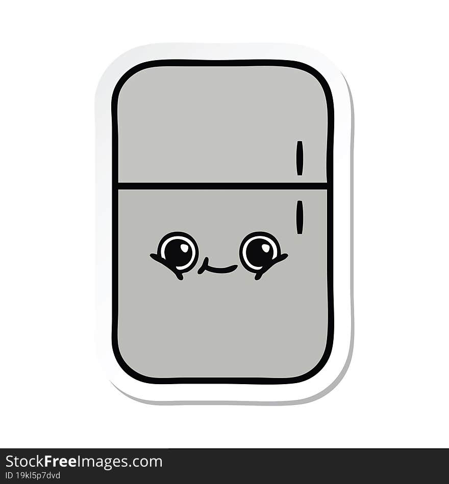 Sticker Of A Cute Cartoon Fridge Freezer