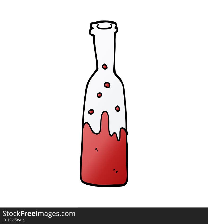 cartoon doodle bottle with sloshing wine