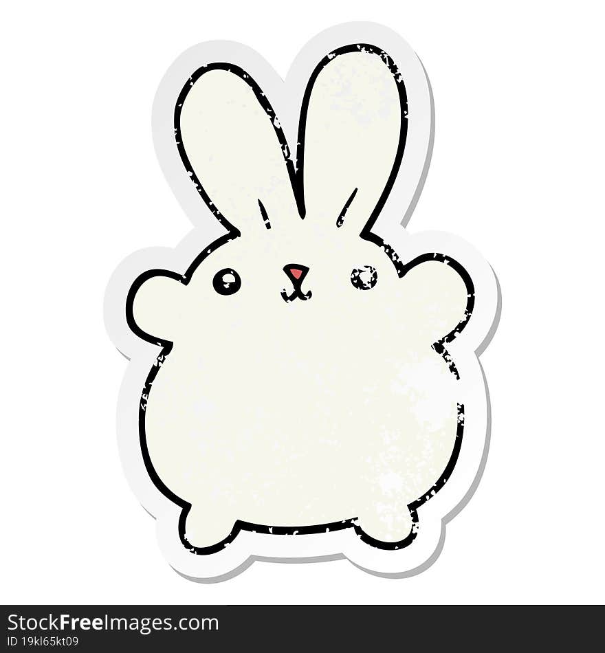 distressed sticker of a cute cartoon rabbit