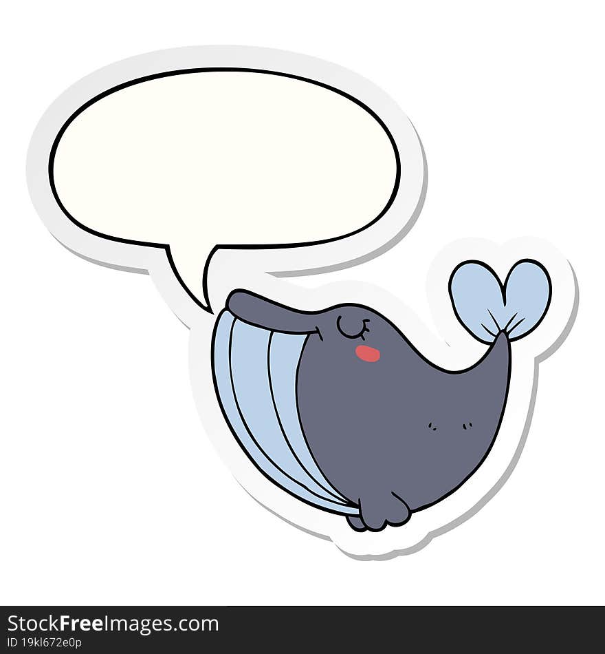 Cartoon Whale And Speech Bubble Sticker