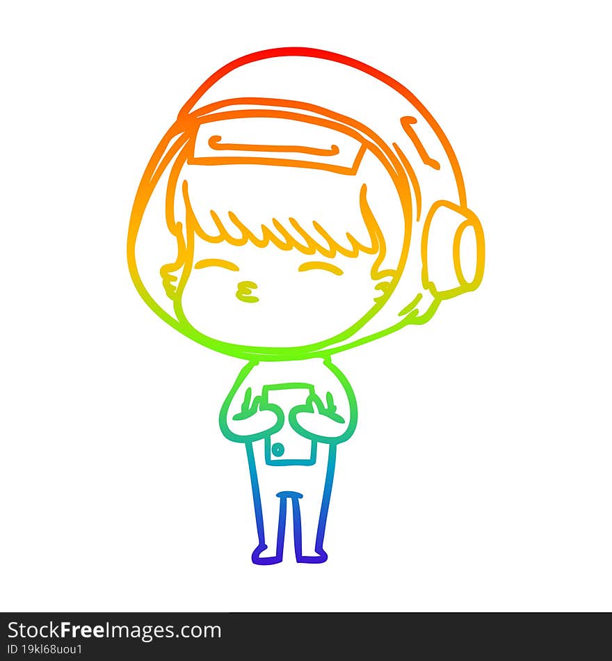 rainbow gradient line drawing cartoon curious astronaut