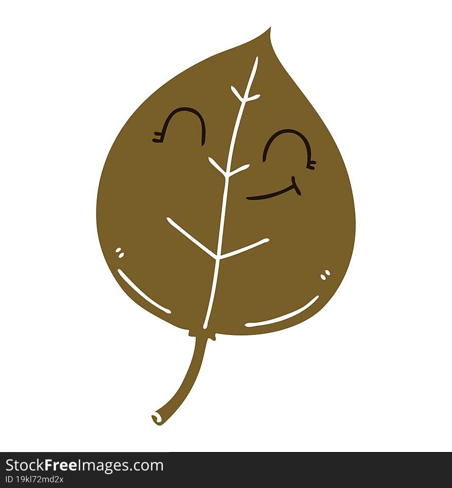 quirky hand drawn cartoon happy leaf