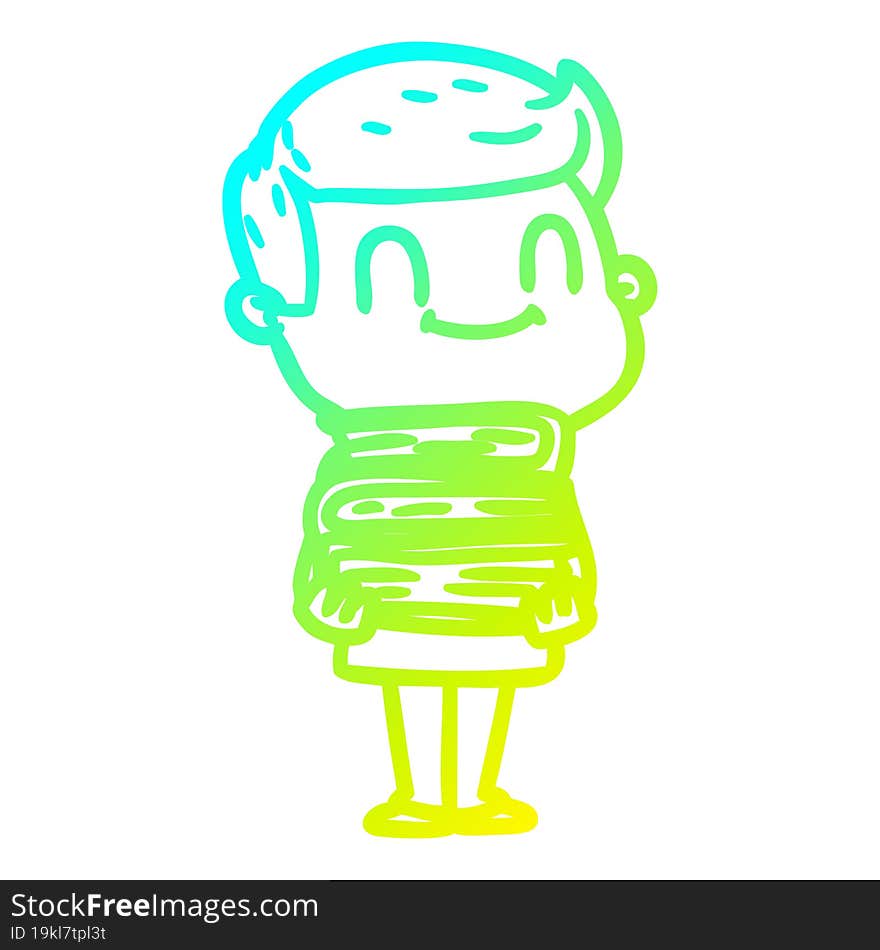 cold gradient line drawing of a cartoon friendly man