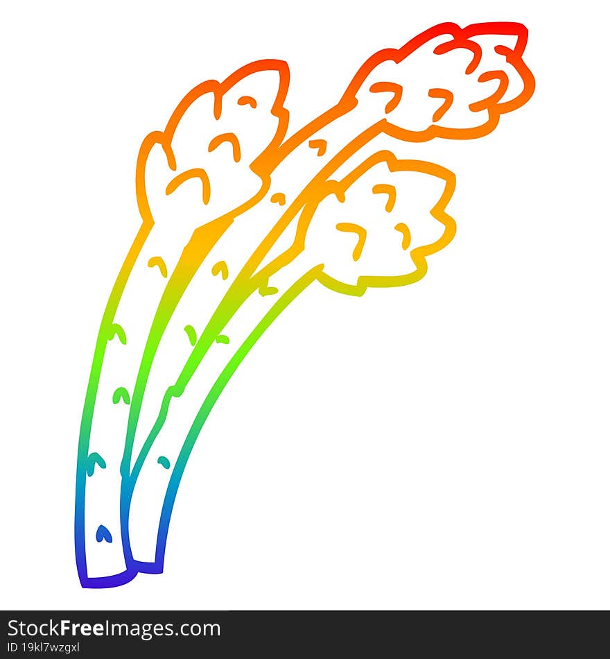 rainbow gradient line drawing cartoon asparagus plant