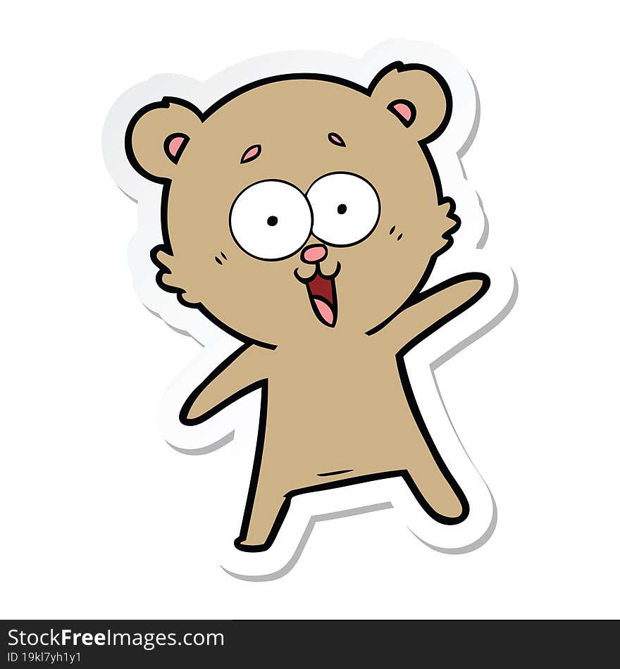 sticker of a laughing teddy  bear cartoon