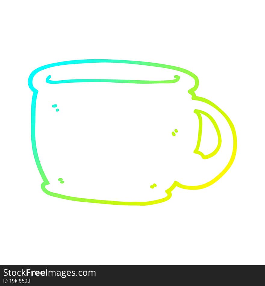 cold gradient line drawing cartoon coffee cup