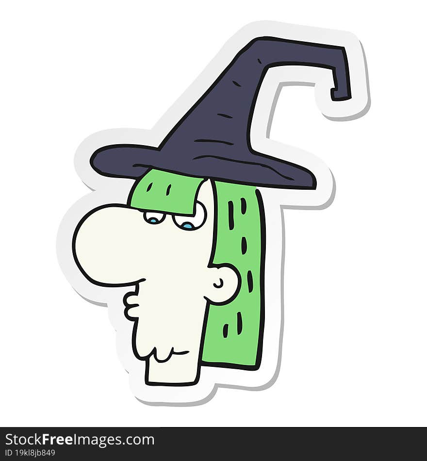 sticker of a cartoon witch head