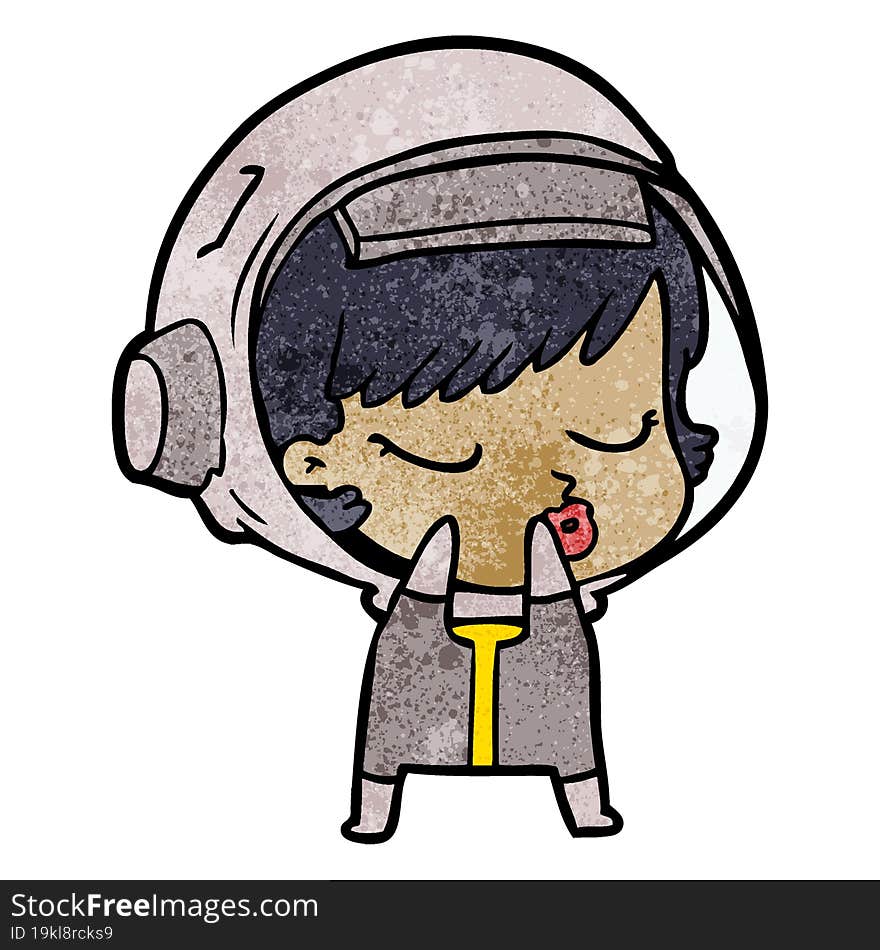 shy cartoon pretty astronaut girl. shy cartoon pretty astronaut girl