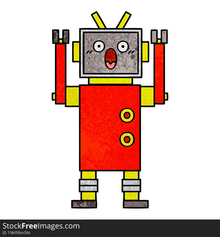 retro grunge texture cartoon of a robot