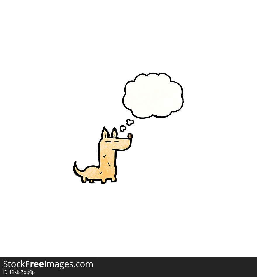 cartoon little dog with thought bubble