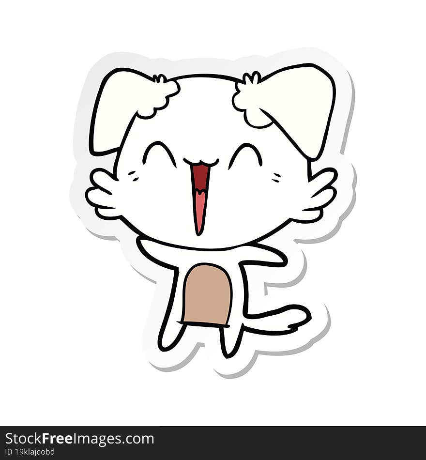 sticker of a happy little dog cartoon