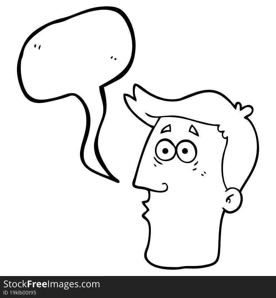 freehand drawn speech bubble cartoon male face