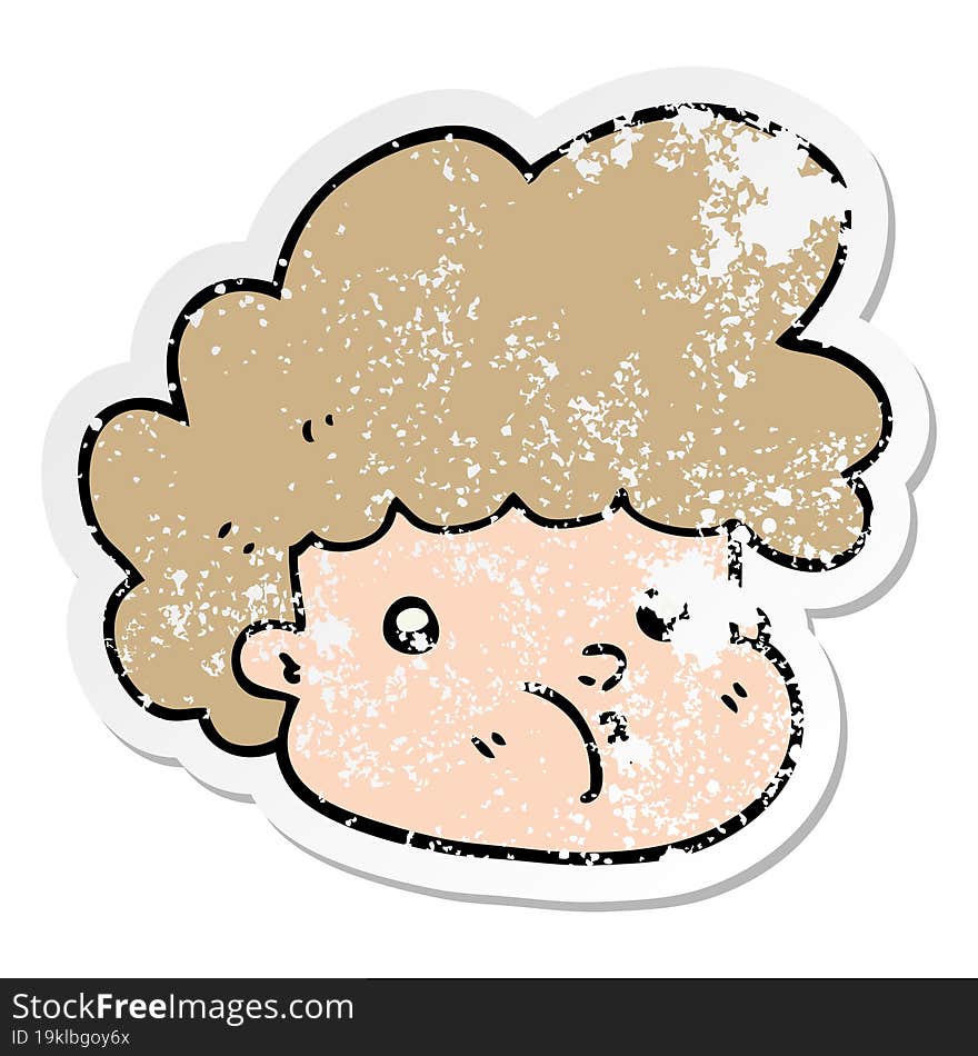 distressed sticker of a cartoon boy