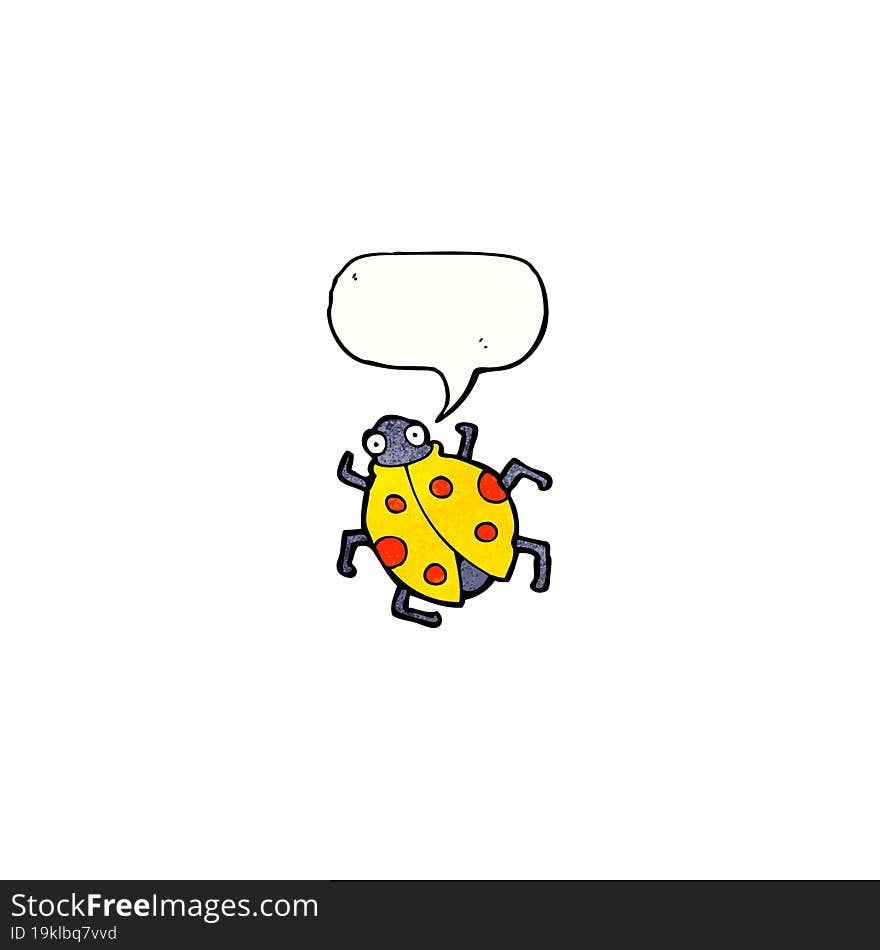 cartoon ladybug with speech bubble