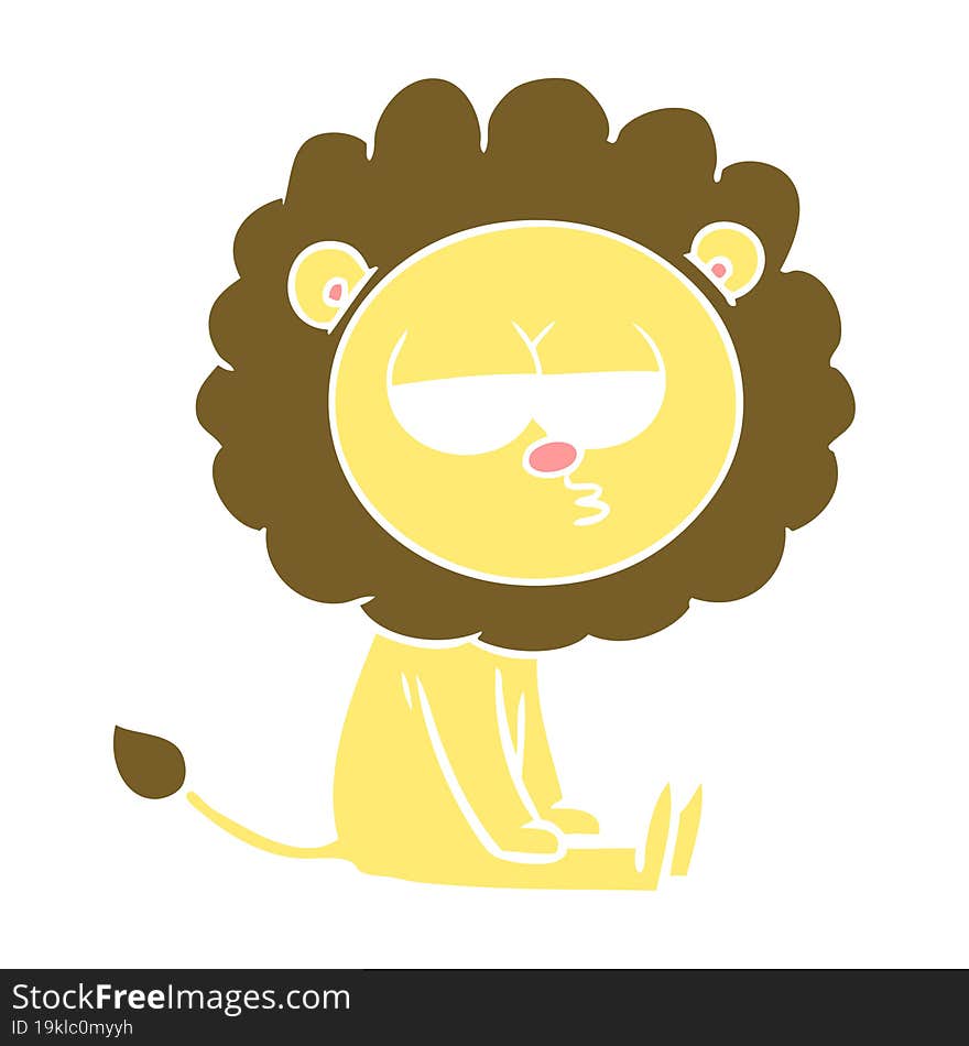 flat color style cartoon bored lion