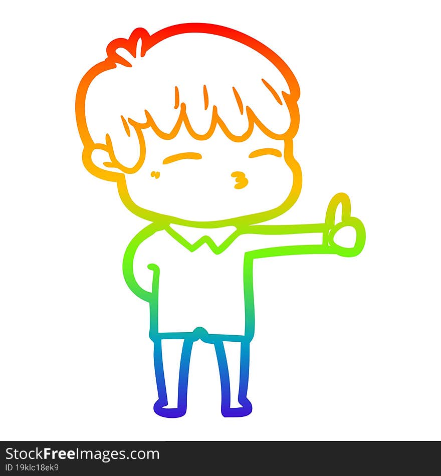 rainbow gradient line drawing cartoon curious boy