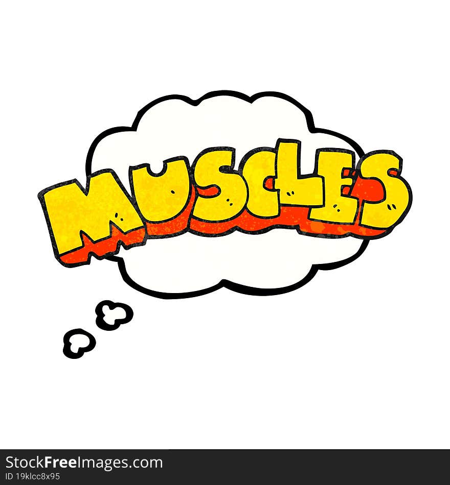 thought bubble textured cartoon muscles symbol