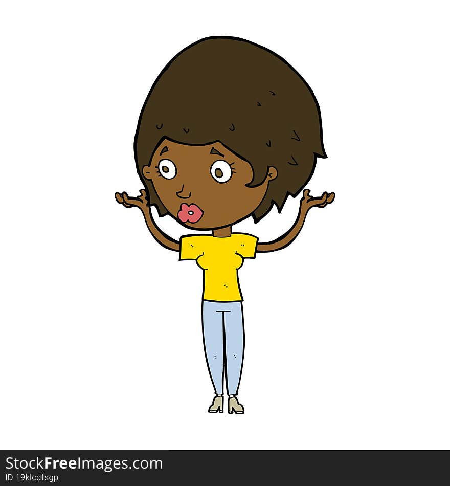 Cartoon Woman Raising Hands In Air