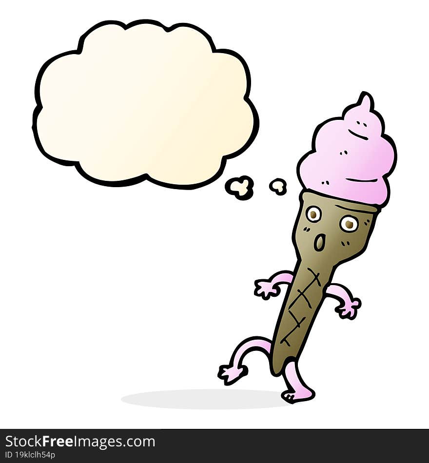 Cartoon Ice Cream With Thought Bubble