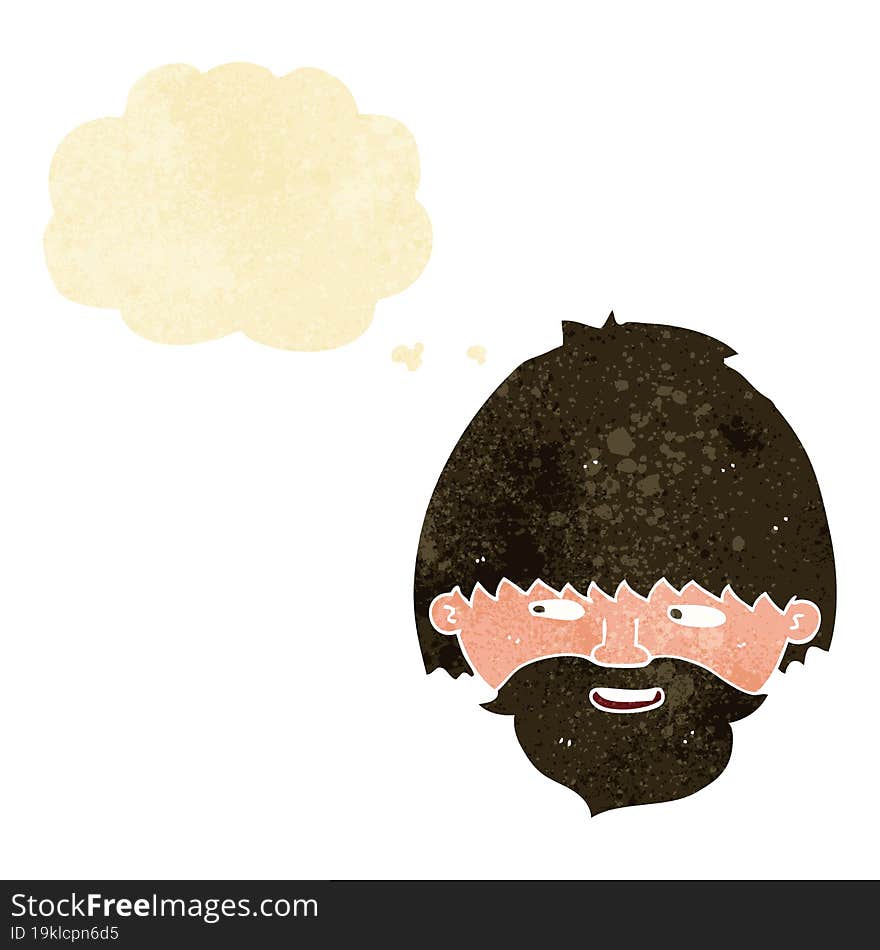 cartoon bearded man with thought bubble