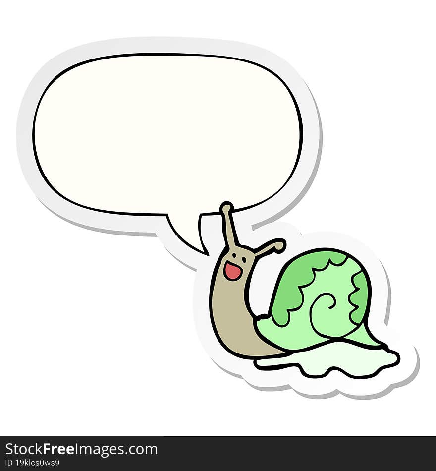 cute cartoon snail and speech bubble sticker