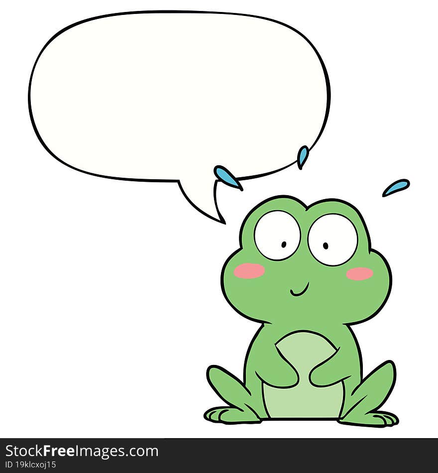 cute cartoon frog and speech bubble