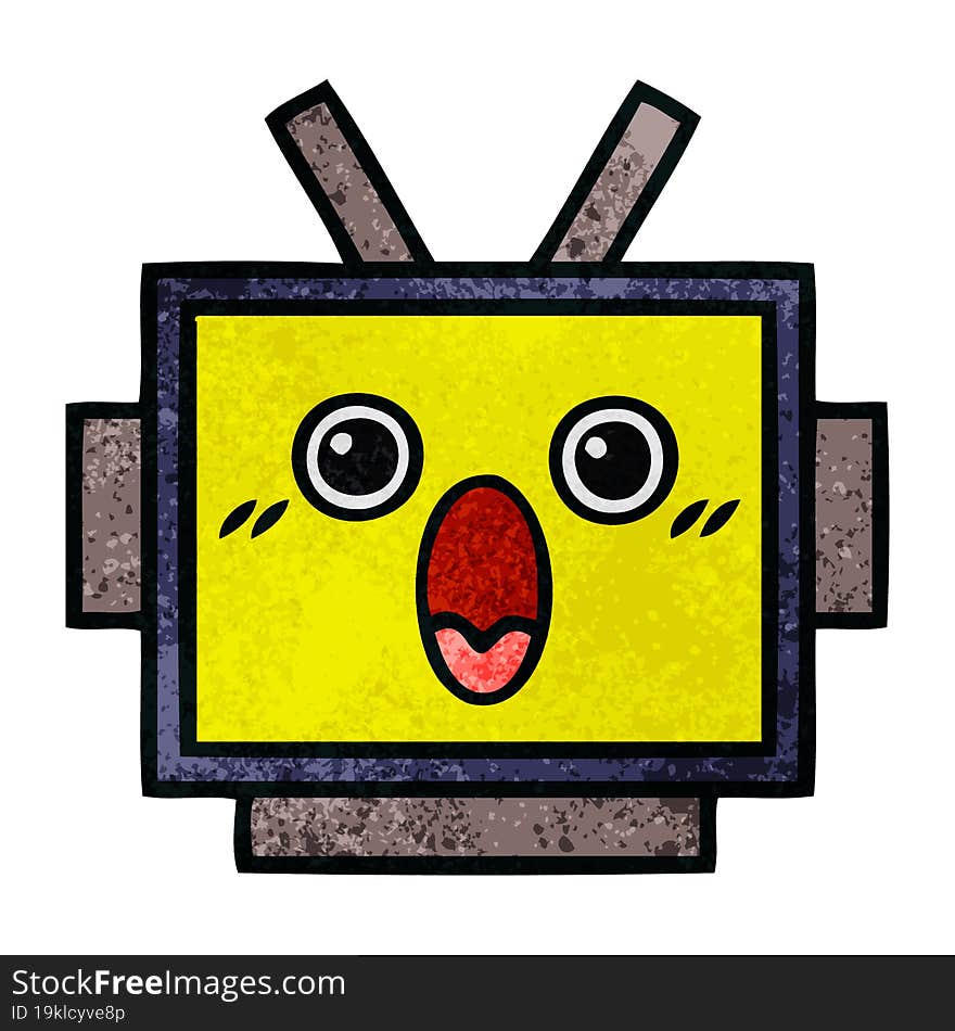 retro grunge texture cartoon robot head